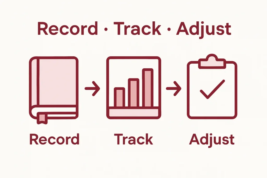 Ultra Bann Infographic with journal, progress chart, adjustment steps