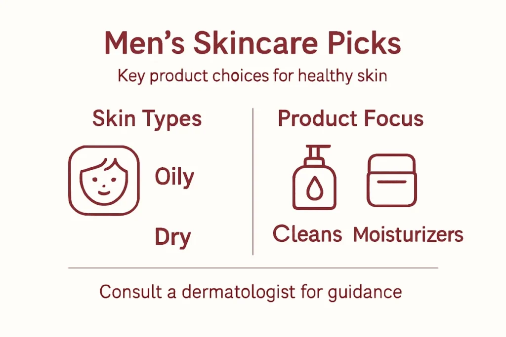 Ultra Bann Infographic showing men’s skincare product types